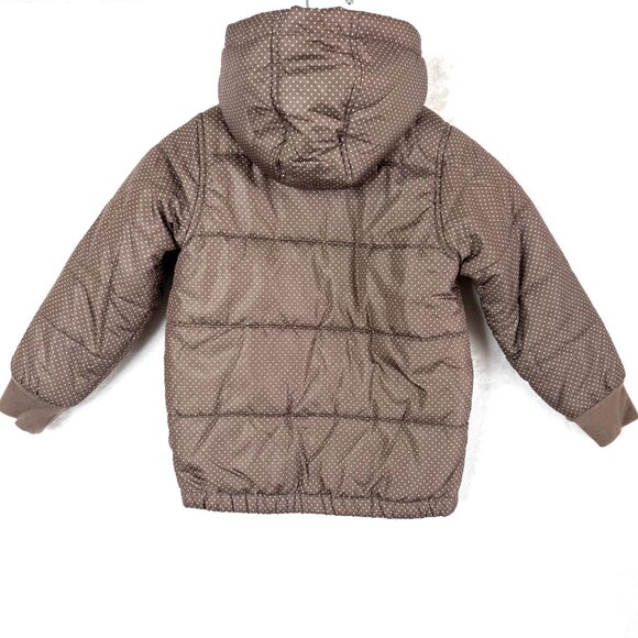 Giordano Junior Polka Dot Hooded Puffer Jacket Girl 5-6 Years Brown - Picture 5 of 10